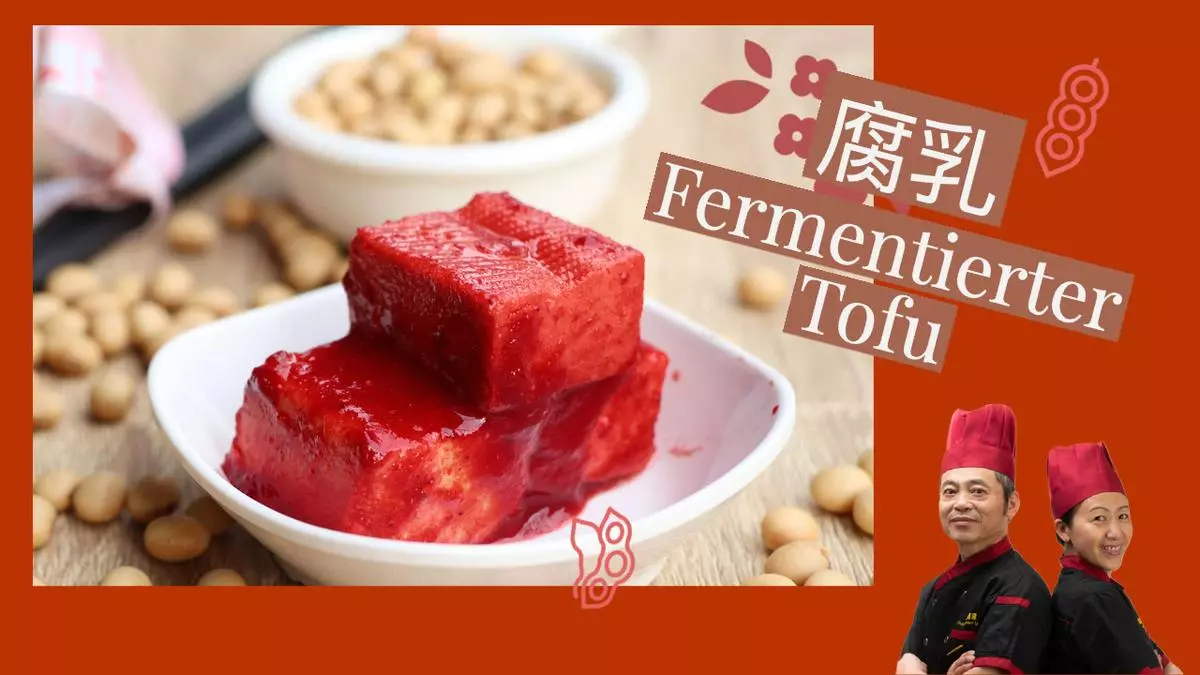 Rote Fu-Ru-Würfel mit Sojabohnen — klassisches Hong Kong Frühstück-Topping