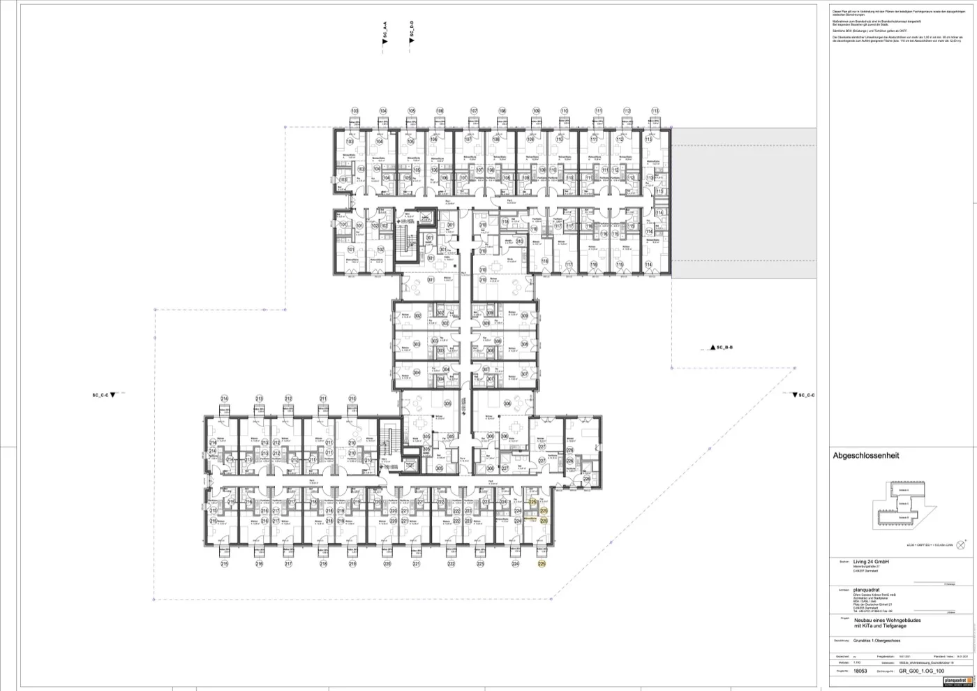 Lageplan WE 224 im 1. Obergeschoss — ORO Darmstadt, Haus B