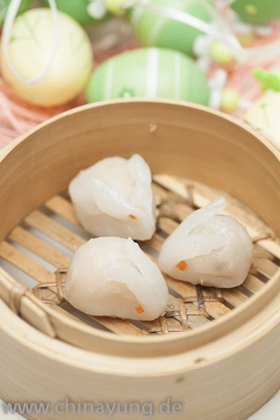 Häschen-Har-Gao – kunstvoll geformtes Kristall-Dim-Sum