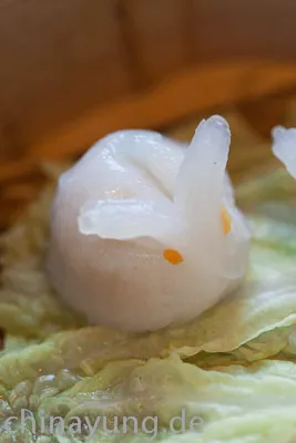 Häschen-Har-Gao als serviertes Dim-Sum-Kunstwerk