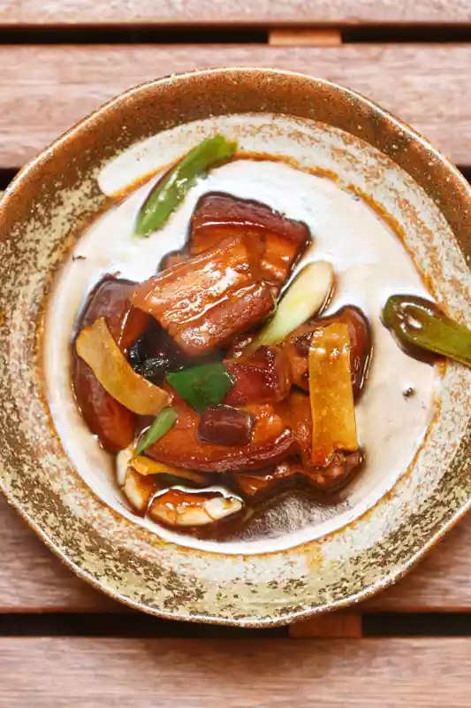 Red-braised pork belly (Hong Shao Rou) served