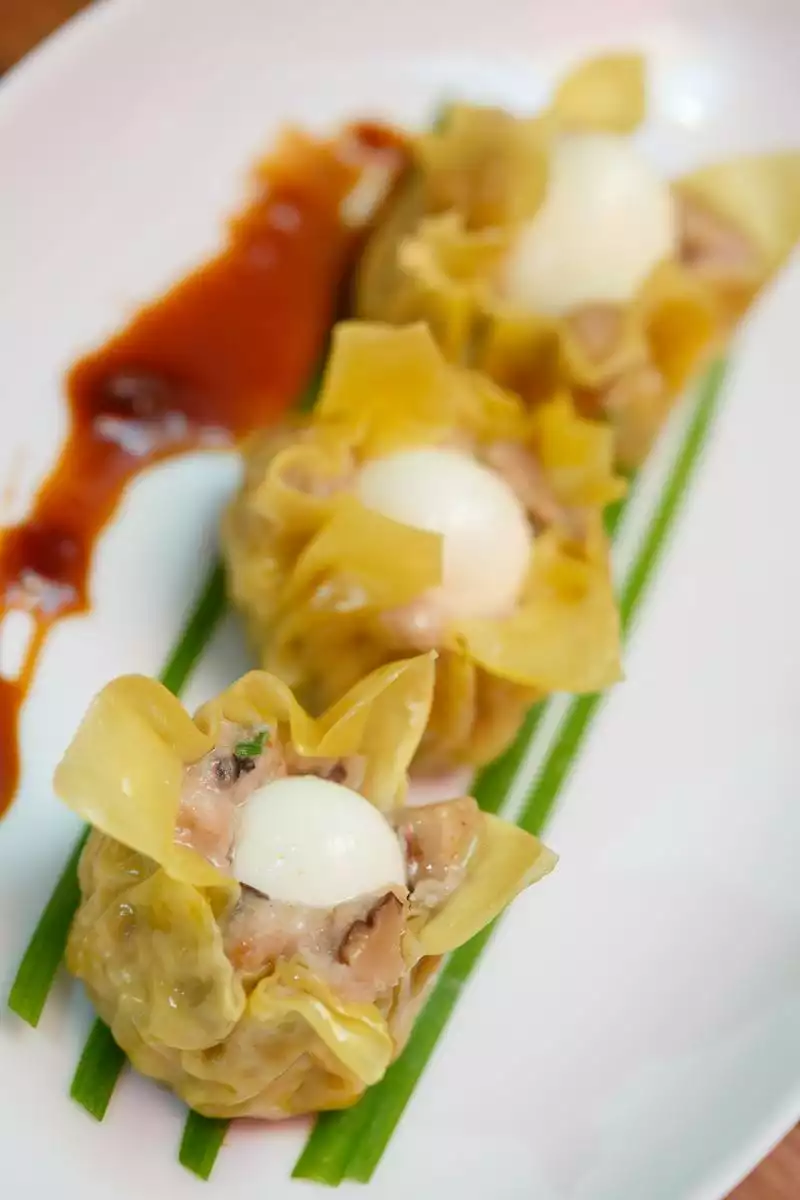 Wachtelei-Siu-Mai frisch gedämpft