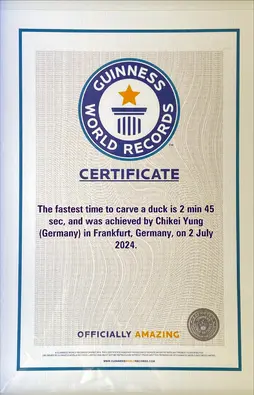 Original Guinness World Record Zertifikat von Chikei Yung